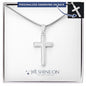 Engraved Stainless Steel Cross Necklace