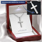 Engraved Stainless Steel Cross Necklace