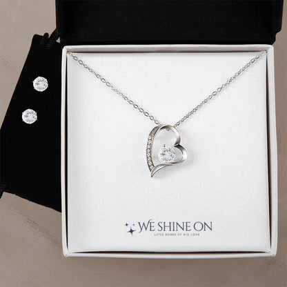 Forever Love Necklace & Cubic Zirconia Earring Set