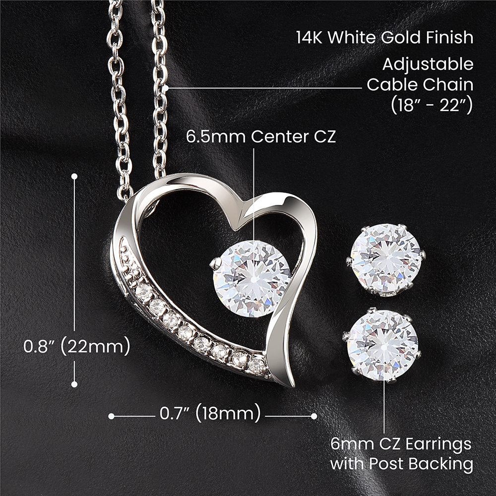 Forever Love Necklace & Cubic Zirconia Earring Set