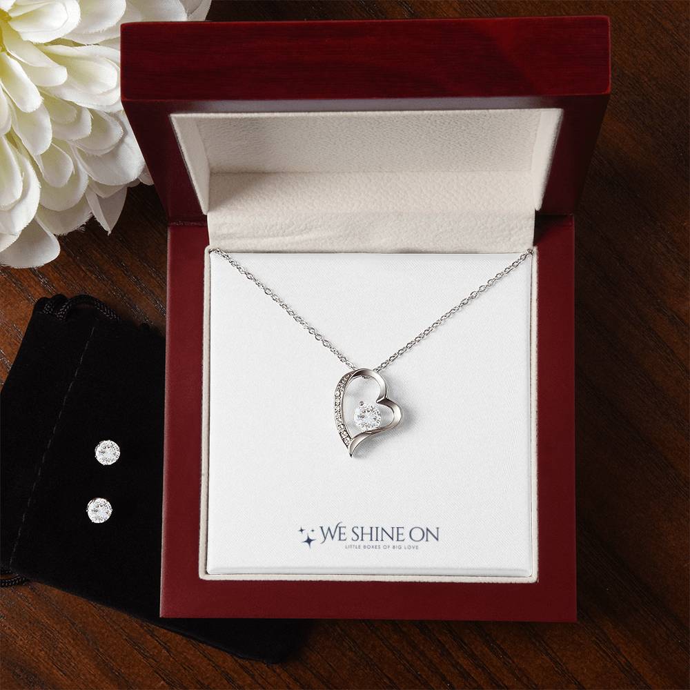 Forever Love Necklace & Cubic Zirconia Earring Set