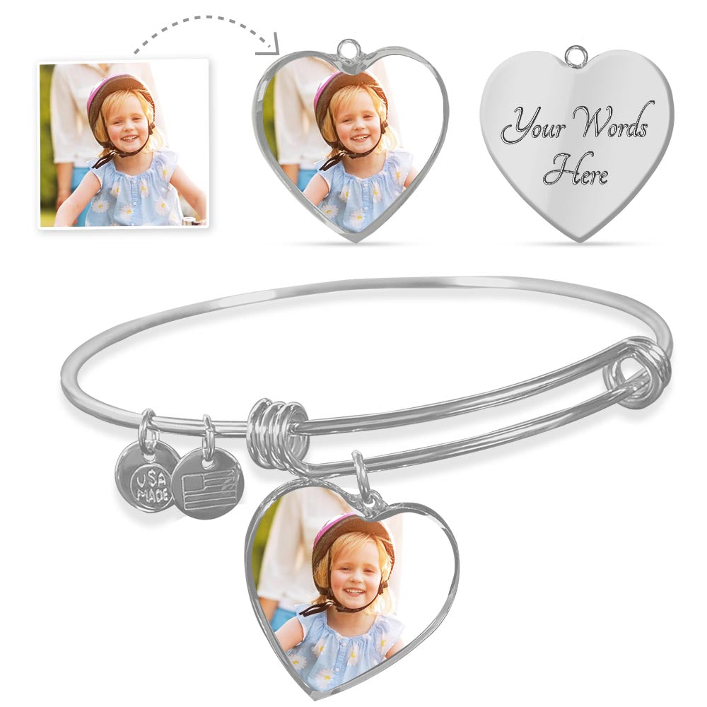 Luxury Heart Bangle with Buyer Upload