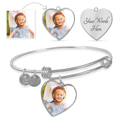 Luxury Heart Bangle with Buyer Upload