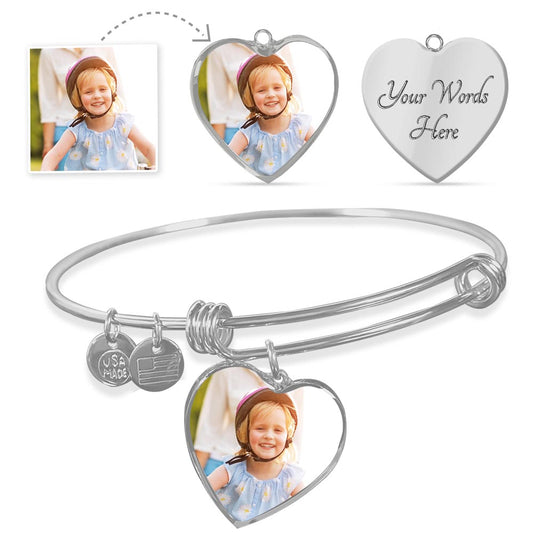 Luxury Heart Bangle with Buyer Upload